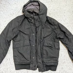 Men H&M Charcoal Hooded Padded Jacket